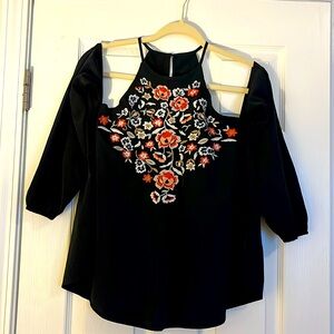 Abercrombie & Fitch Women’s embroidered black top